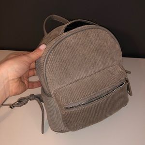 Light gray/beige corduroy small backpack